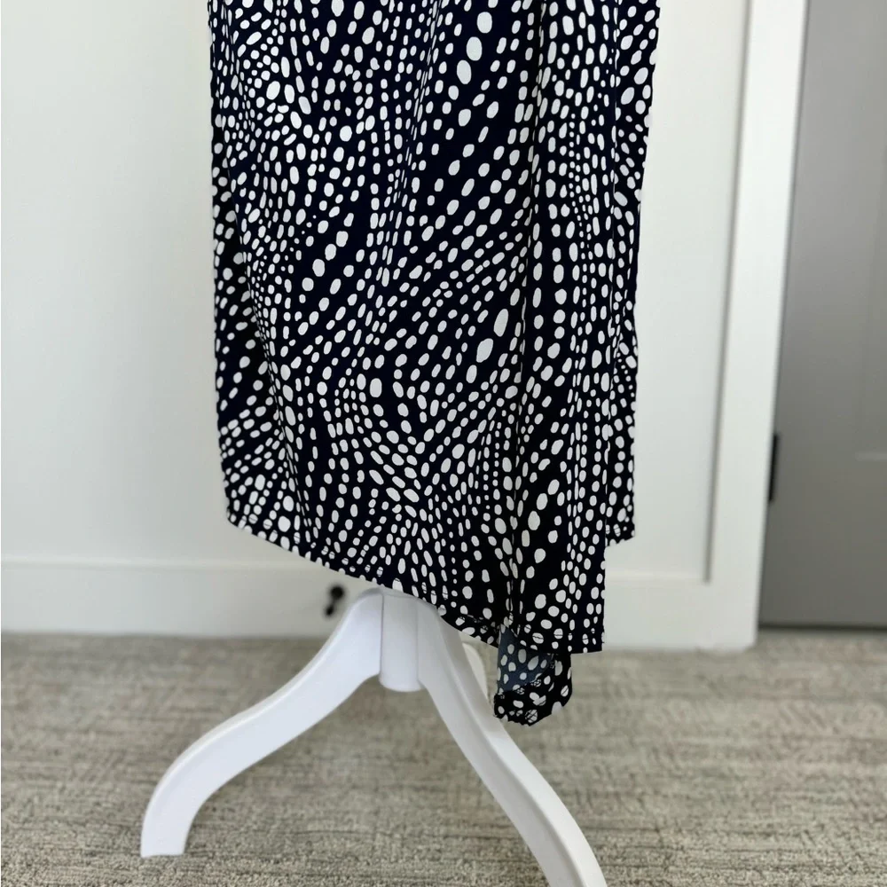 Maggy London Navy white Polka Dot Wrap Dress 8 Fit & Flare Twirl - Picture 4 of 11